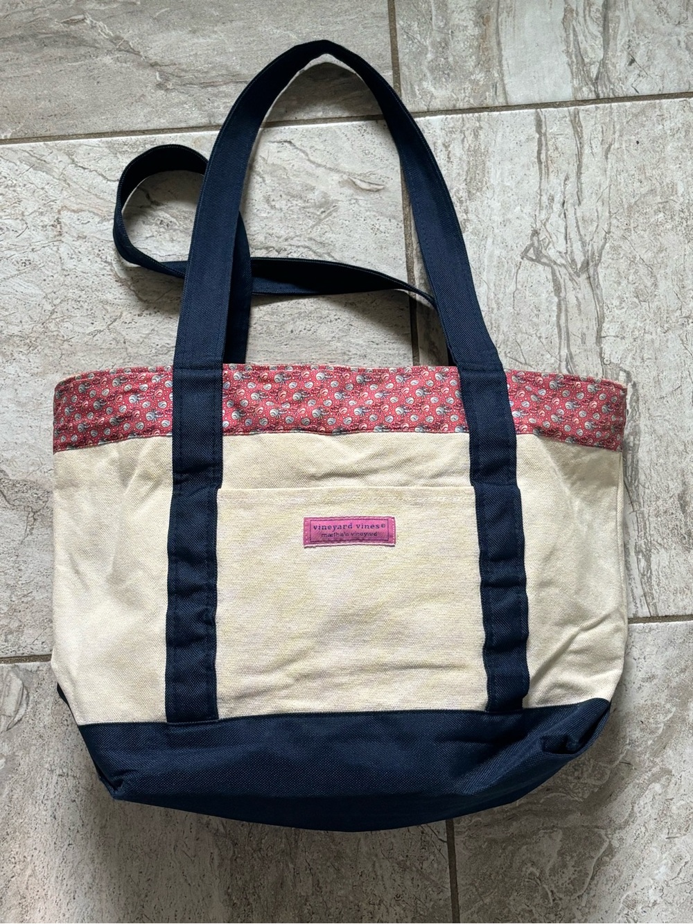 Vineyard Vines Canvas Tote Navy Crab Trim Martha’s Vineyard Nautical Bag